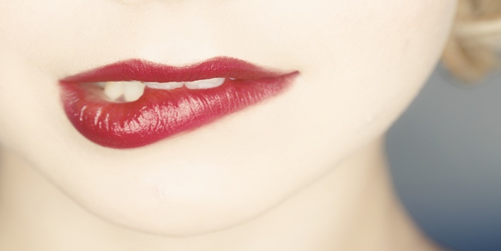 Woman, Close-up of human lips, making a face